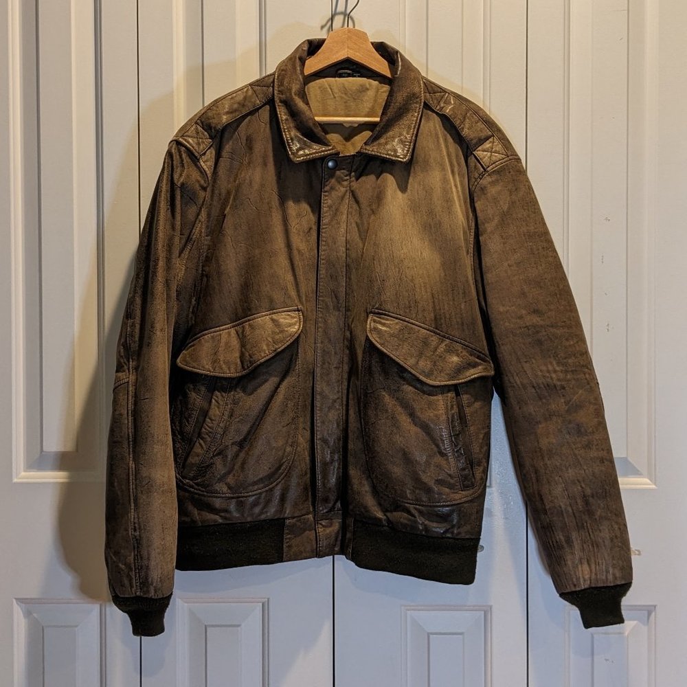 Vintage Hunt Club Genuine Leather Bomber Jacket